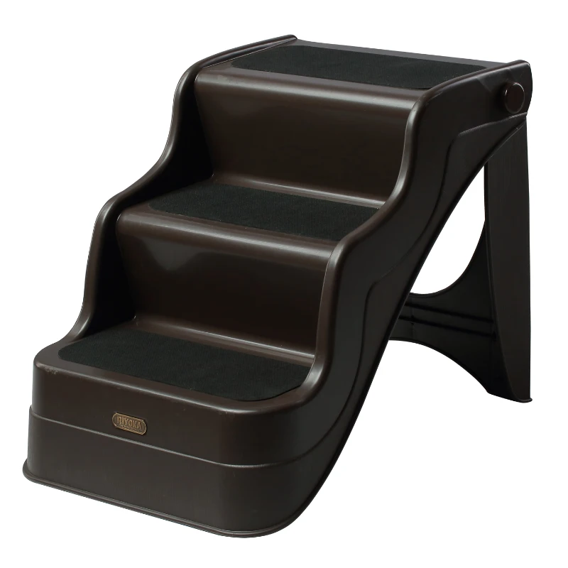 PawHut Scarisoara pentru Caini Pliabila 3 Trepte pentru Animale De Companie, Maro, 49x39x39cm