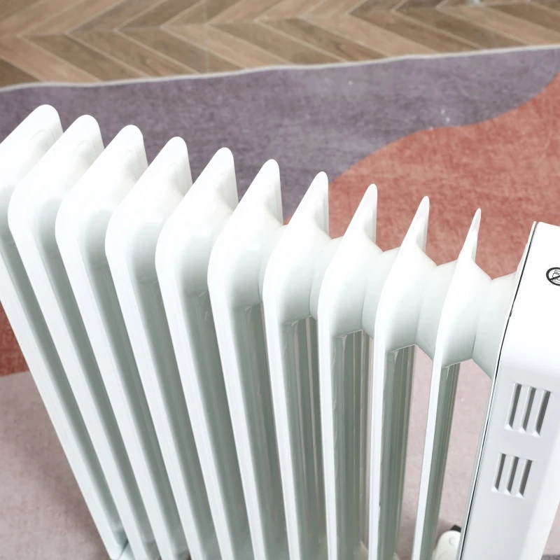 HOMCOM Radiator cu Ulei 11 Elementi, 3 Nivele de Incalzire, Timer si Temperatura Reglabila, 50.5x24x63cm - Alb