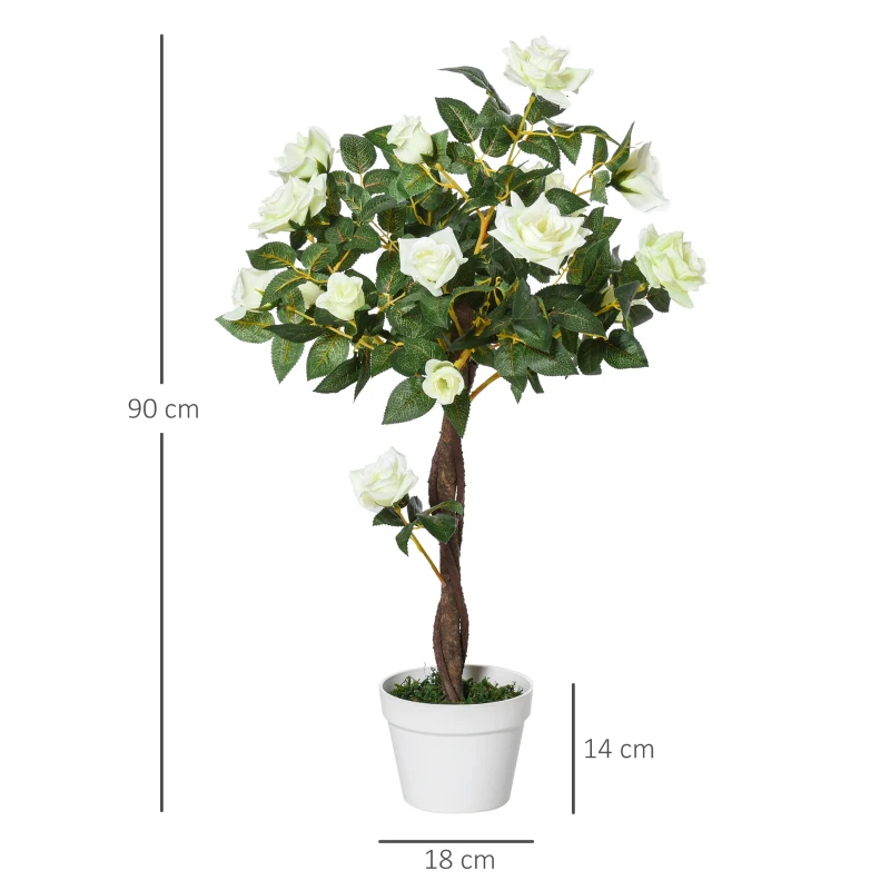 Outsunny arbore artificial, camelia, 21 de flori, 90 cm(m-3)