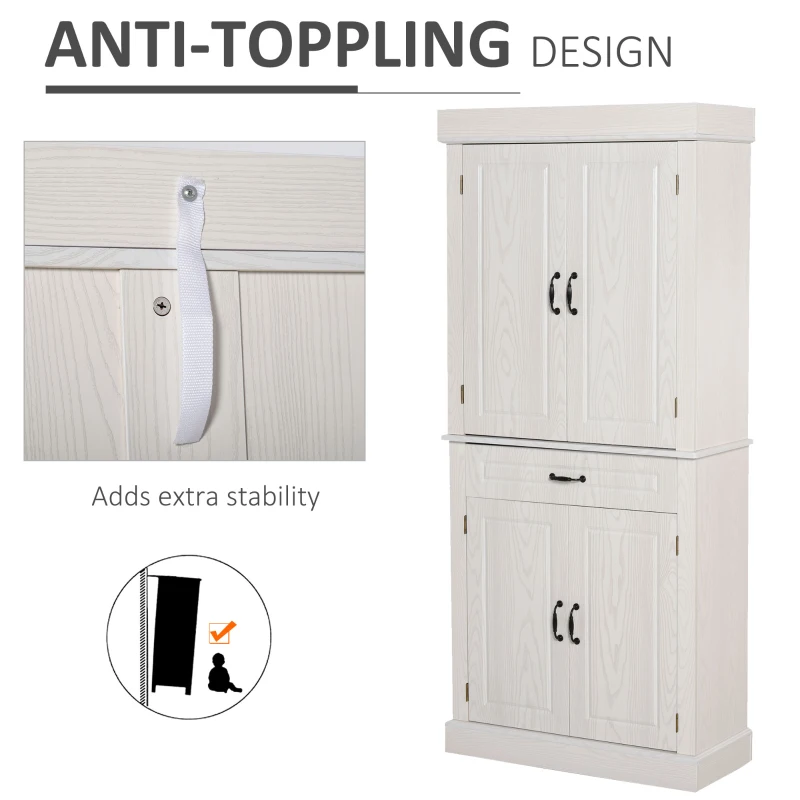 HOMCOM Dulap de Bucatarie cu 2 Sertare in stil colonial Ivoriu