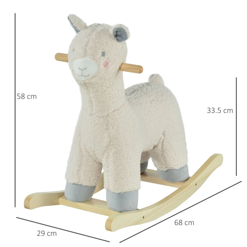 HOMCOM Cal tip Balansoar Forma de Alpaca pentru Copii 3-6 Ani din Plus Alb