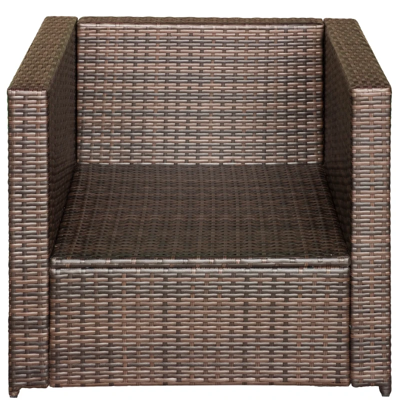 Outsunny Set Mobilier pentru Extern in PE Rattan Canapea si Masuta cu Blat in Sticla Maro