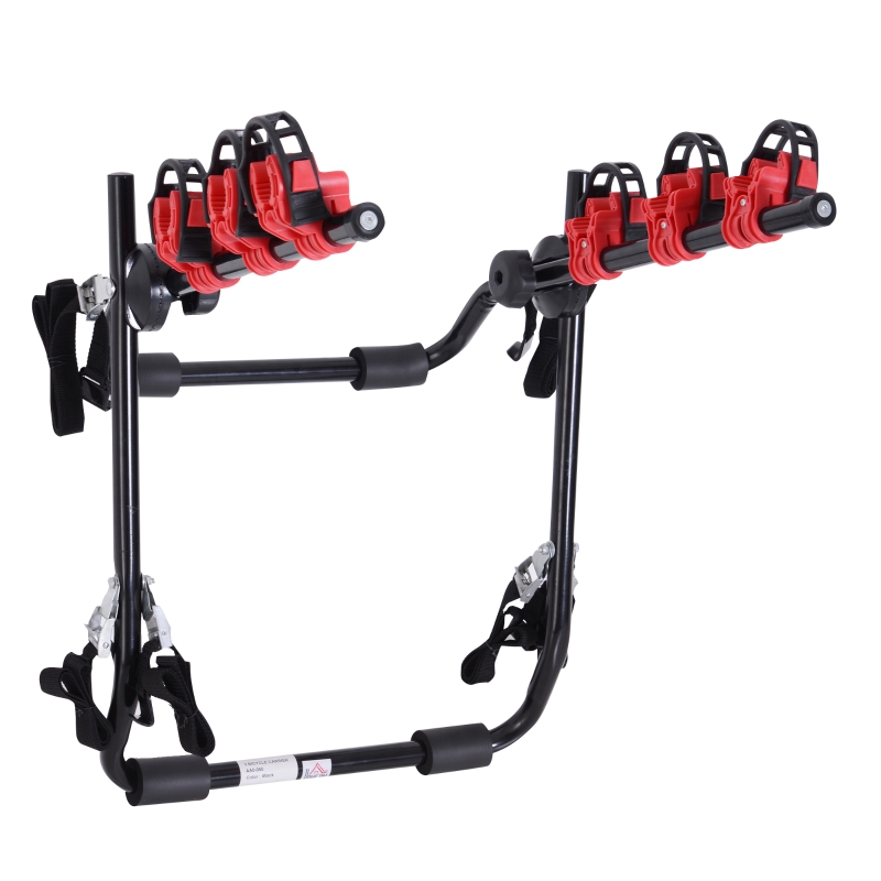 Homcom Suport Biciclete Posterior pentru Masina Pentru 3 Biciclete 40 kg in Otel si Alumini Negru 68x52x60cm