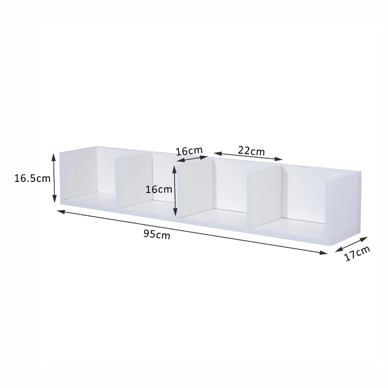 HOMCOM Suport CD de perete, dreptunghiular, cu 4 compartimente de stocare pentru 60 CD-uri, din lemn