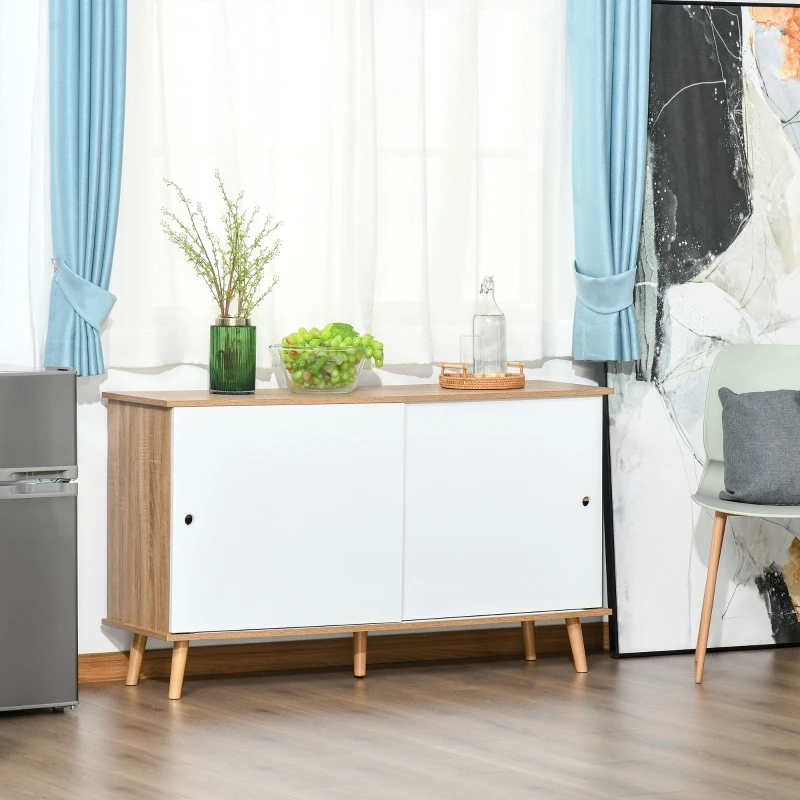 HOMCOM mobilier bucatarie modern, 130x40x74.5cm, culoarea lemnului/alb