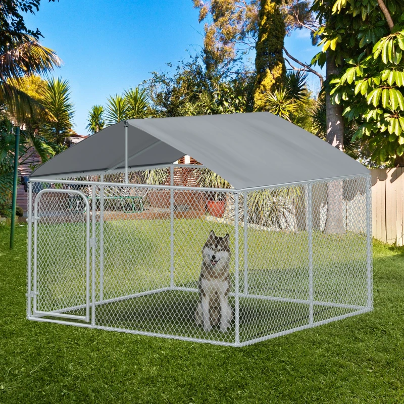 PawHut Tarc Amplu pentru Animale in Plasa Galvanizata cu Invelis Impermeabil pentru Extern 230x230x172 cm