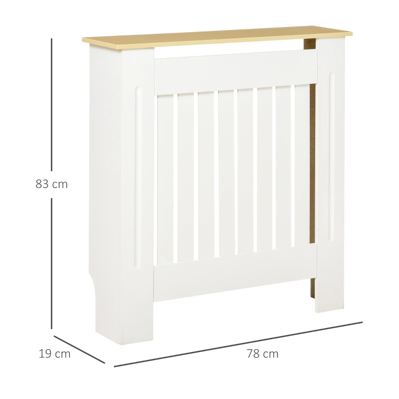 HOMCOM Mobilier Masca pentru Calorifer cu Design cu Sipci cu Raft in MDF si Lemn Alb