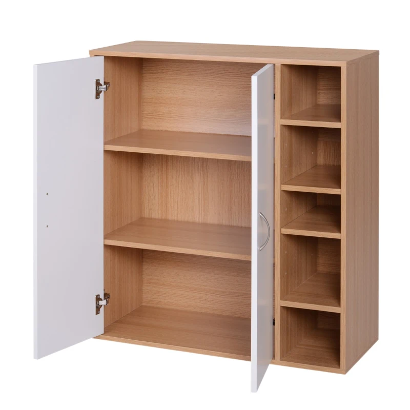 Homcom Dulap de Perete 2 Usi – Lemn cu Rafturi Reglabile 80×32×90,5 cm(m-13)
