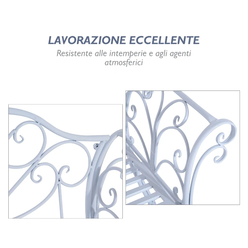 Outsunny Banca in Metal de Gradina, Alba, 134x51x89cm