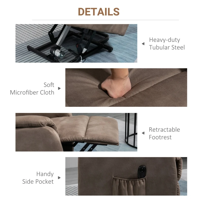 Homcom Fotoliu Recliner de Relaxare cu Spatar Rabaltabil la 150° in Microfibra, Maro 77x93x110 cm