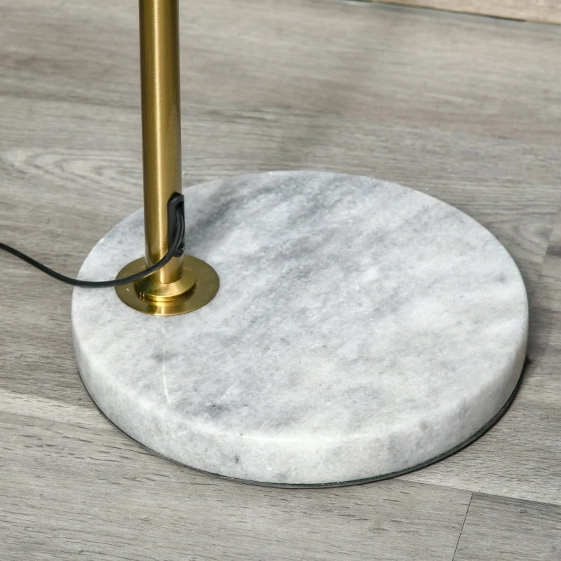 HOMCOM Lampa de Podea Moderna din Metal, Lampa de Design cu Abajur din Sticla pentru Becuri - Negru si Auriu