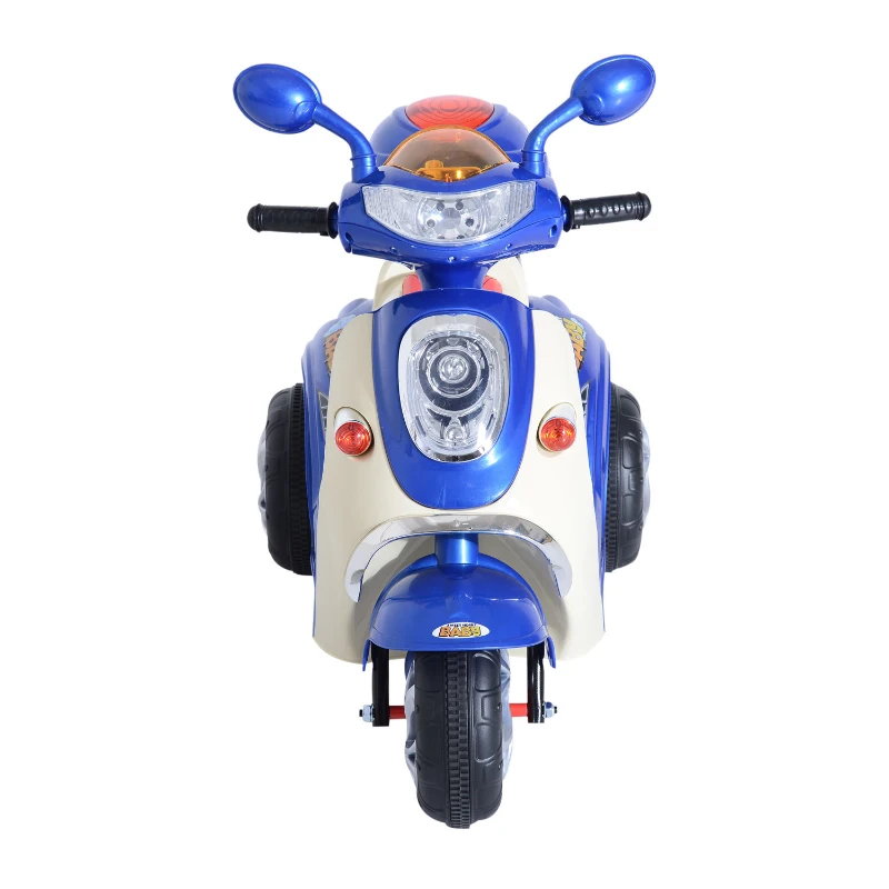 HomCom Mini Moto Motoreta Electrica 6V pentru Copii Viteza 3KM/h cu Lumini Muzica, Albastru