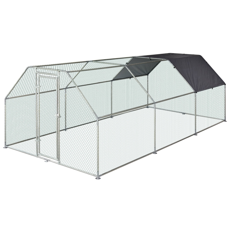 Pawhut Cotet cu gard pentru găini, din metal, 280L x 570P x 195Acm Oxford