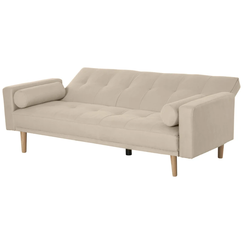 Homcom Canapea Extensibila 2‑in‑1, 3 Locuri Bej(m-7)