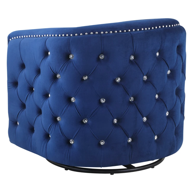 Homcom Fotoliu in Stil Chestefield cu Cristale Rotative Albastru