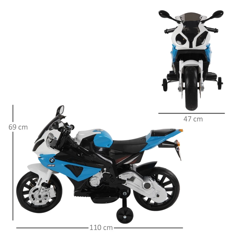 HOMCOM Motoreta Electrica pentru Copii BMW RR 12V, Negru si Albastru