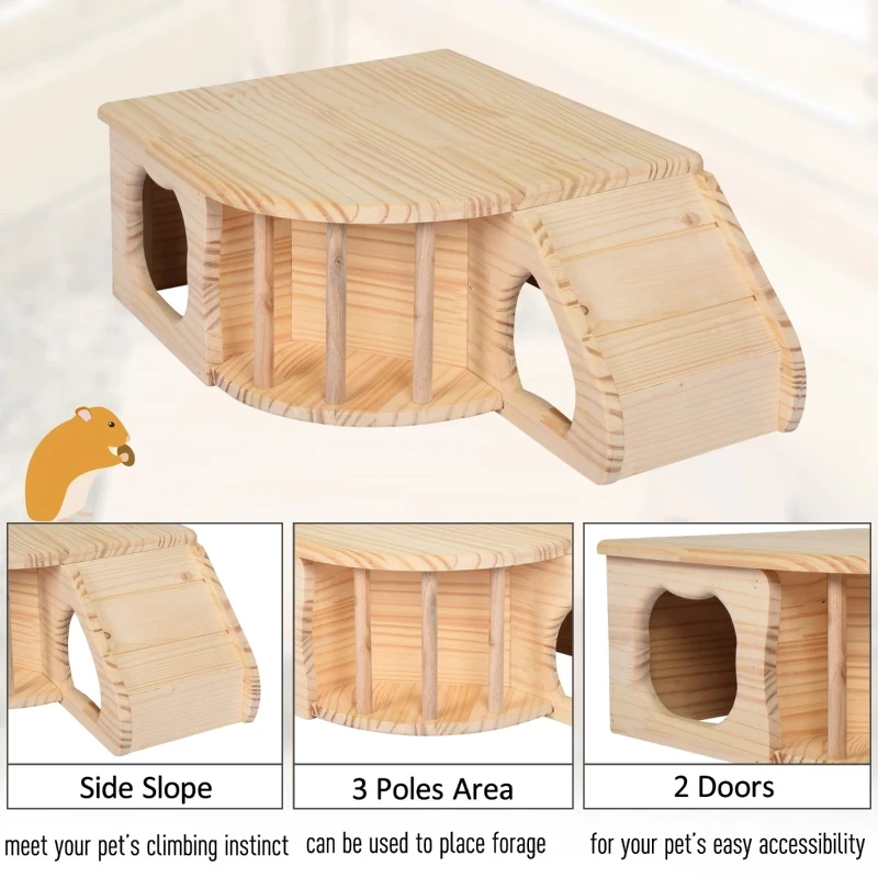 PawHut Casuta pentru Rozatoare si Animale mici 60x37x19.7cm Lemn