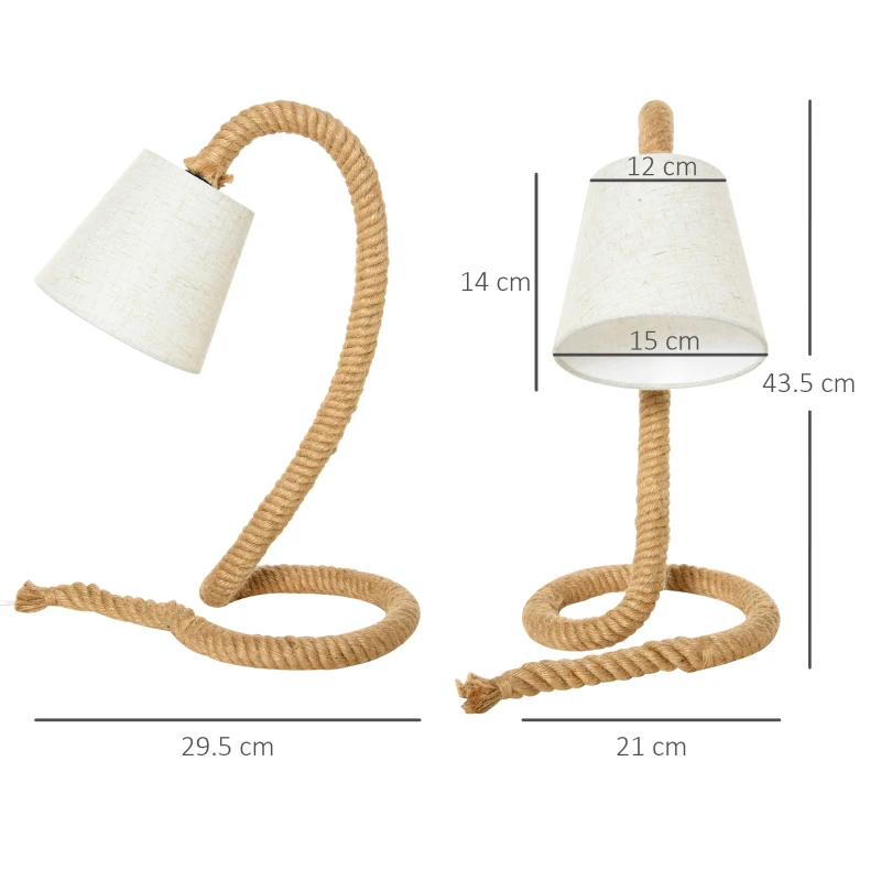 HOMCOM lampa stil marinaresc, abajur textil 29.5x21x43.5 cm
