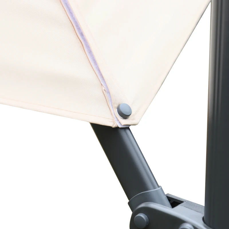 Outsunny Ombrellone Decentrato da Giardino Angolazione Regolabile Girevole a 360°, Beige Φ2.95x2.5m