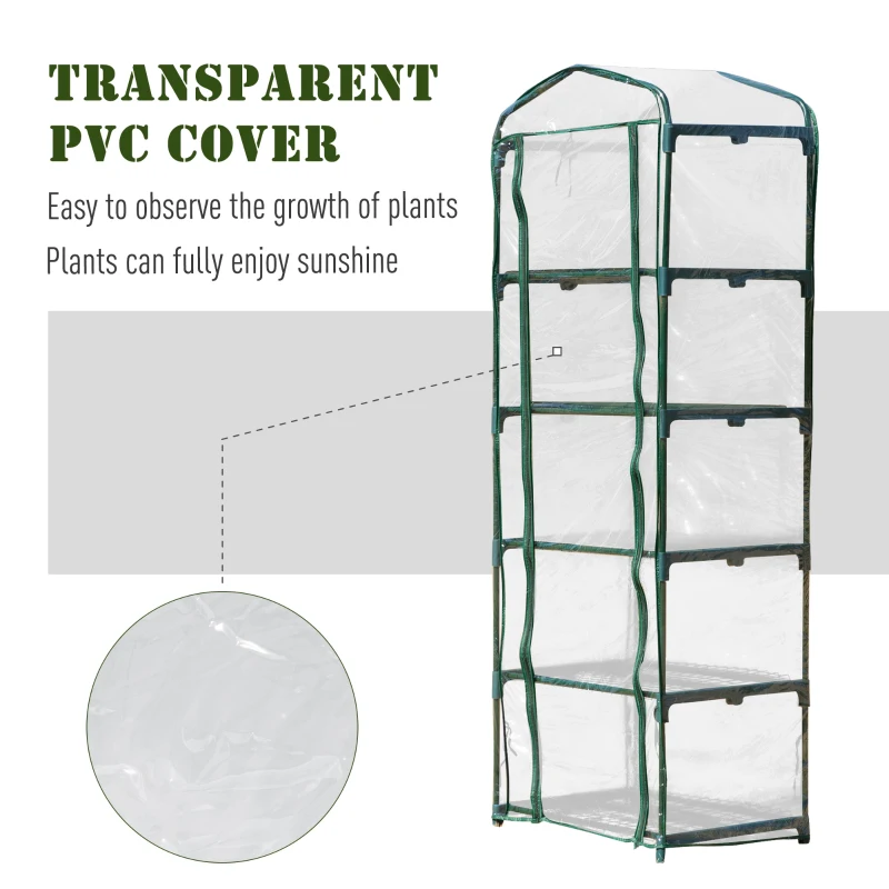 Outsunny Mini Sera pentru Gradina si Terasa cu 5 Rafturi, Otel si PVC