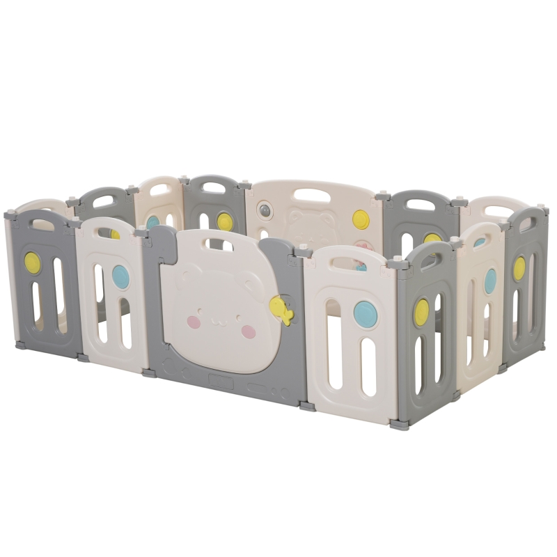 HOMCOM Gard pentru Copii 14 Bucati Pliabile Design cu Interblocare Jucarii 160x152x62cm