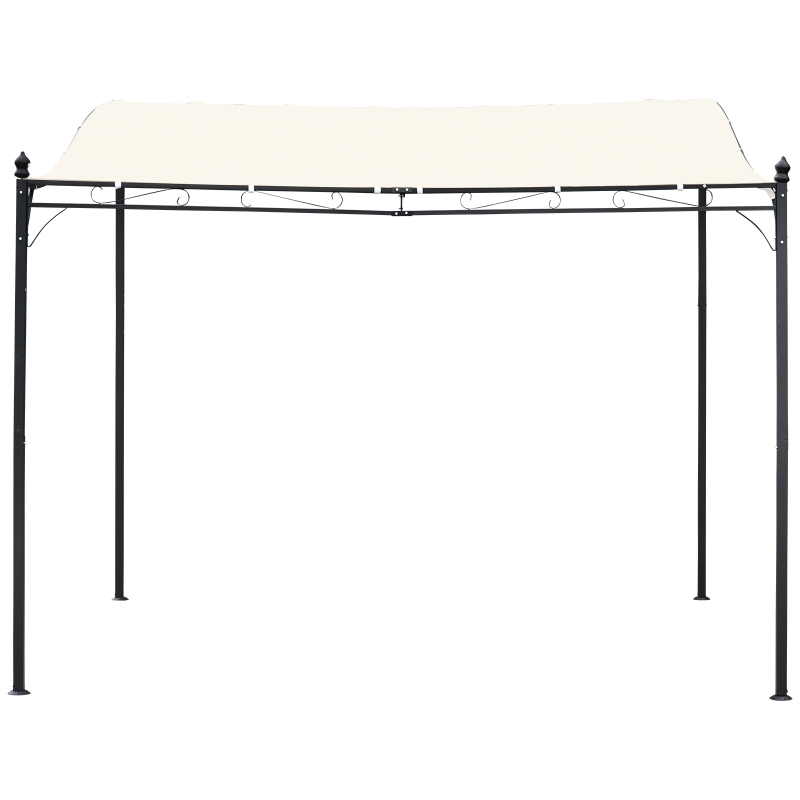 Outsunny Foisor Perdea Parasolara Cu Prelata in Poliester Impermeabila, Crem, Cadru Gri, 297x297cm