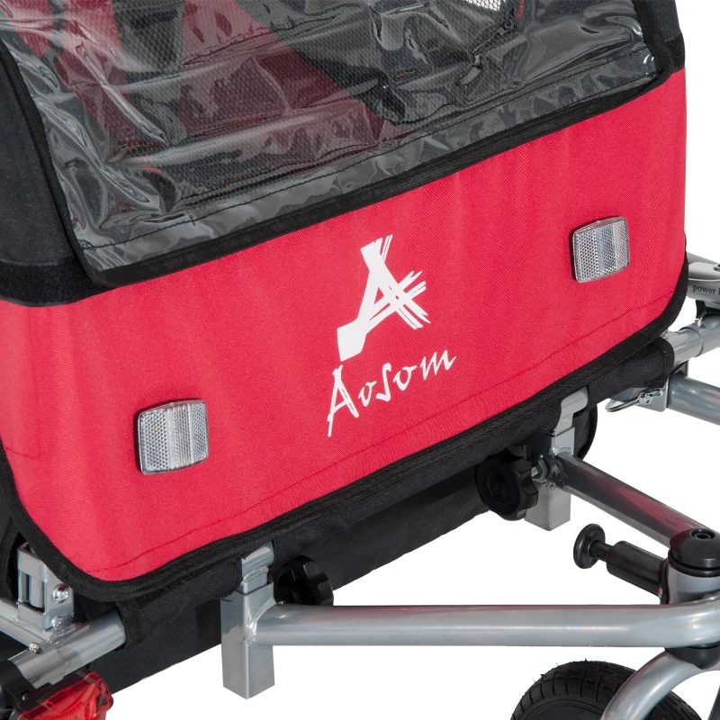 HOMCOM carucior tip remorca 2 in 1, pentru copii, rosu-negru