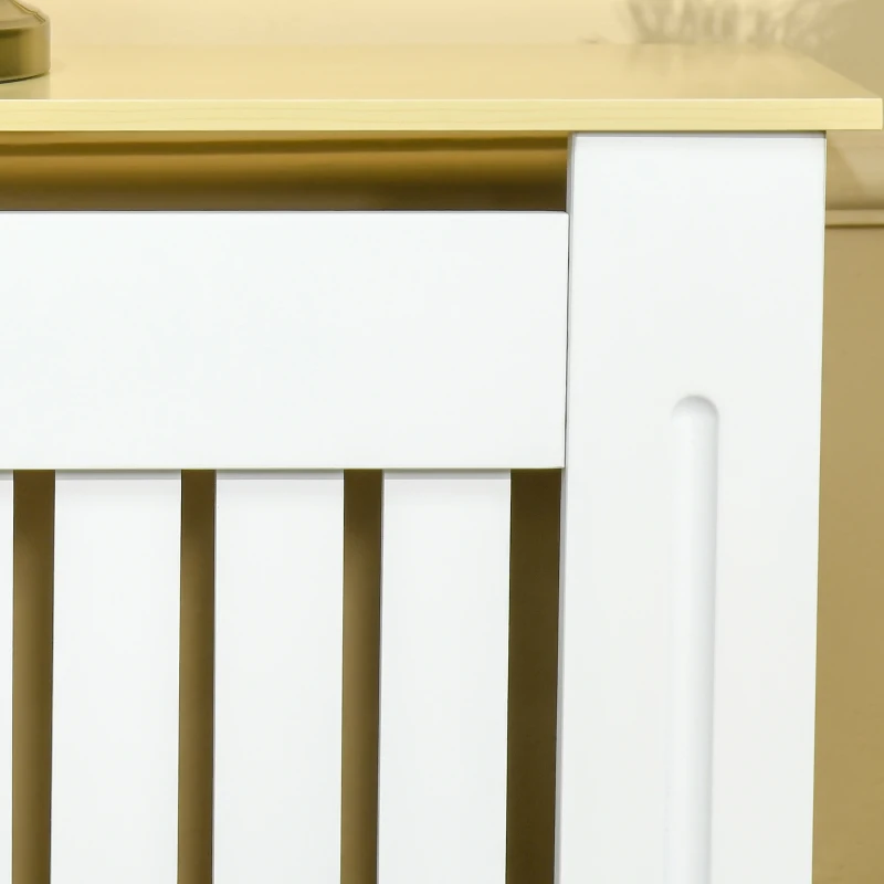 HOMCOM Mobilier Masca pentru Calorifer cu Design cu Sipci cu Raft in MDF si Lemn Alb
