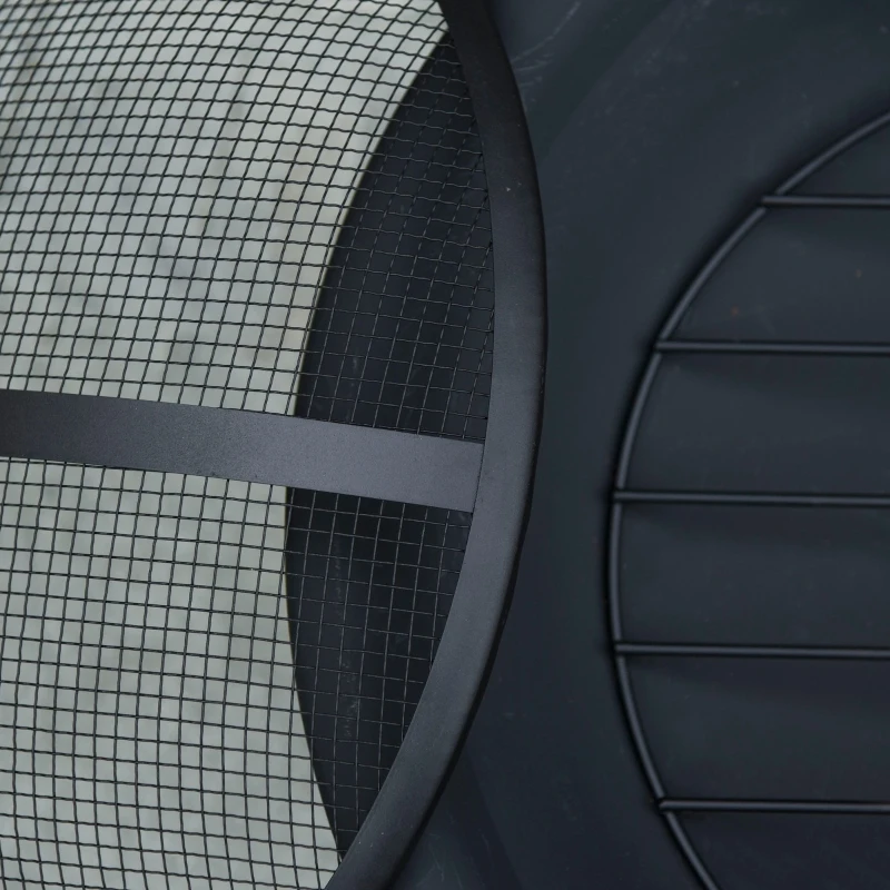 Outsunny Brazier de Gradina cu Capac pentru Arestarea Scanteilor Vatrai si Picioare Pliante