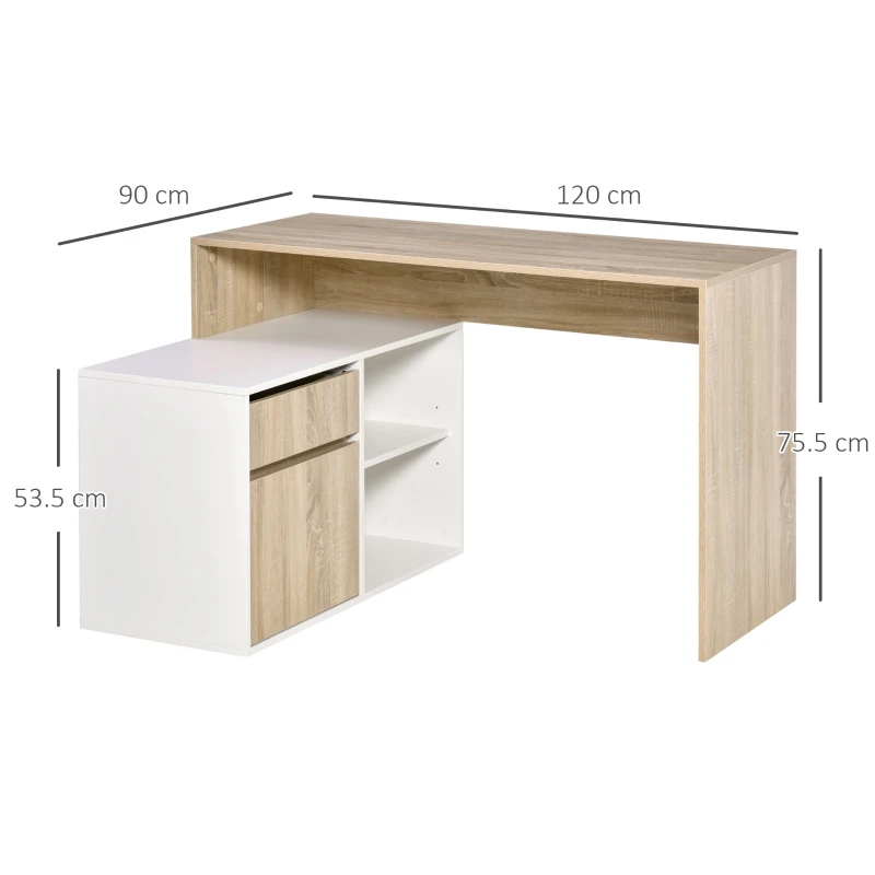 Homcom Birou Unghiular pentru Spatiu Redus