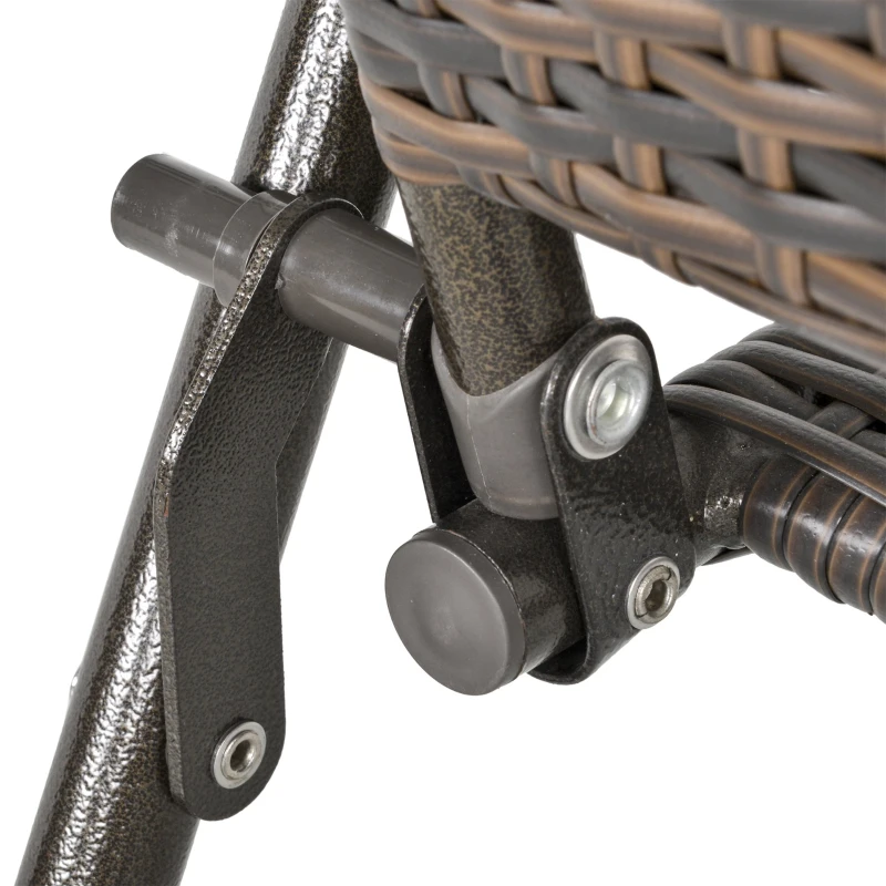 Outsunny Set 4 Bucati Scaune Pliante de Gradina din Ratan si Otel Maro