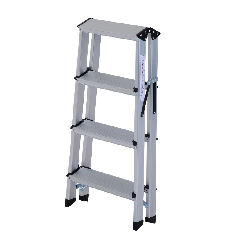 Homcom Scara Pliabila 4 Trepte din Aluminiu, Pliabila si Compacta, 81×42×72cm
