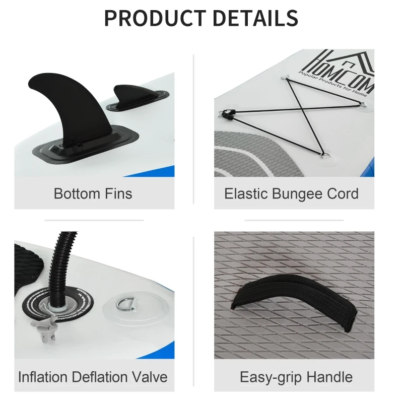HOMCOM Placa SUP gonflabila cu Accesorii incluse Stand Up Paddle Albastru si Alb