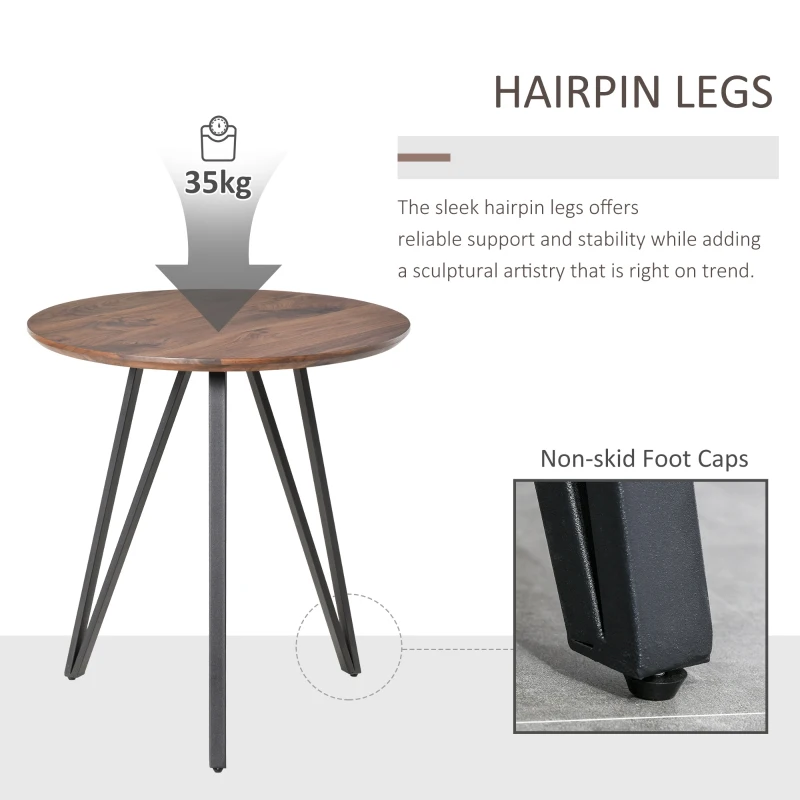 HOMCOM Masa de Bucatarie sau de Sufragerie in Stile Industriale Rotunda Φ70cm