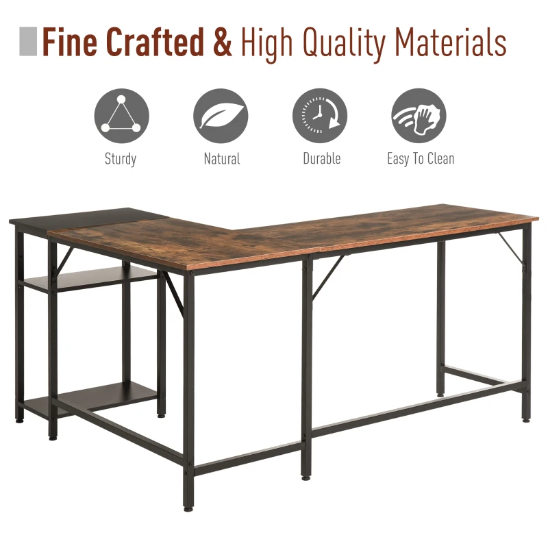 HOMCOM birou pentru calculator, stil industrial, 150x120x75cm