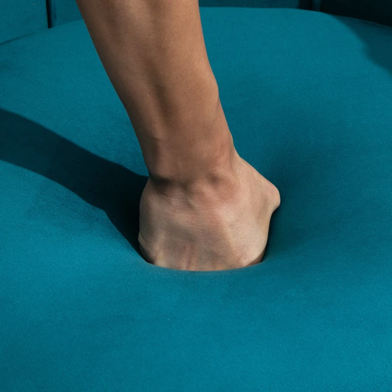 Homcom Fotoliu Retro Catifea Albastru Petrol – Compact & Elegant