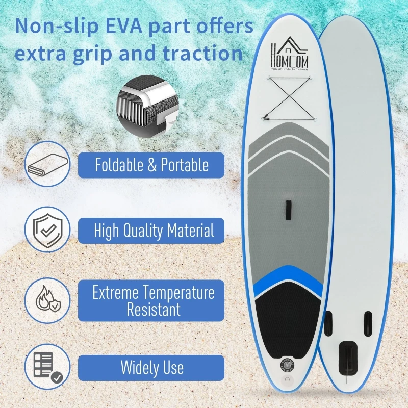 HOMCOM Placa SUP gonflabila cu Accesorii incluse Stand Up Paddle Albastru si Alb