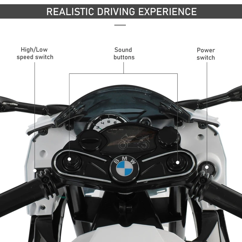 HOMCOM Motoreta Electrica BMW RR pentru Copii 12V, Negru si Alb
