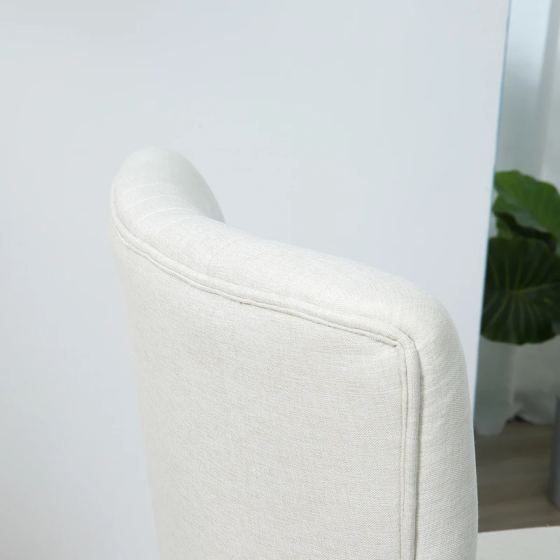 HOMCOM Fotoliu tapitat pentru Sufragerie si Sala in Stil Nordic, Fotoliu de Camera din Tesatura si Picioare din Lemn - Alb