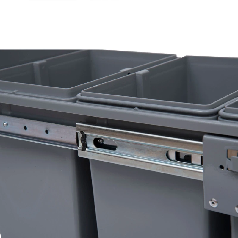Homcom Cos Gunoi Ecologic 40L – 3 Compartimente Separate, Gri