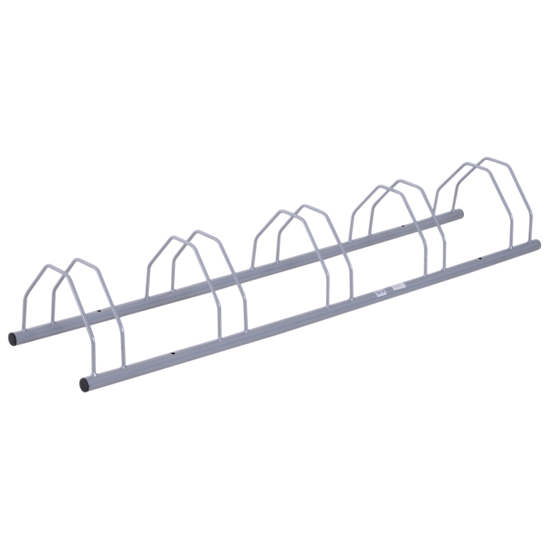 Homcom Rastel pentru 5 Biciclete Solid din Otel Argintiu 140.5 x 30 x 21.5cm