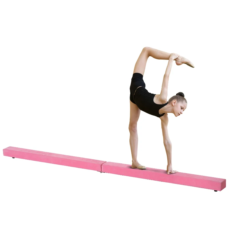 Homcom Barna pentru Gimnastica pentru Antrenament Captusita din Lemn, Roz, 240x10x6.5cm