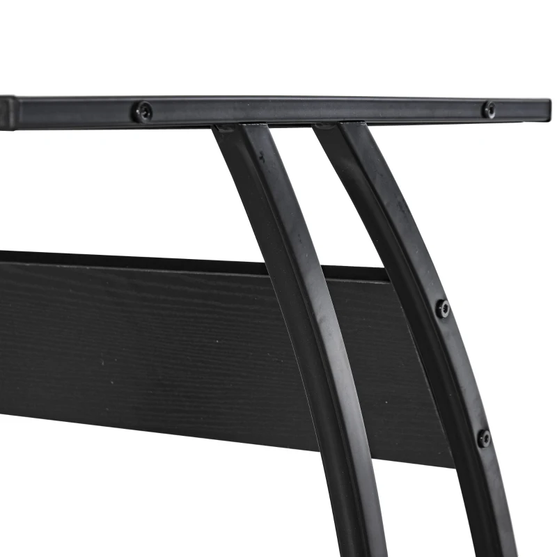 HOMCOM Birou in colt din Lemn cu cadru in Metal, Negru, 112.5 x 152 x 74cm