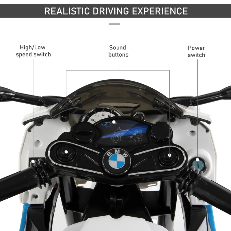 HOMCOM Motoreta Electrica pentru Copii BMW RR 12V, Negru si Albastru