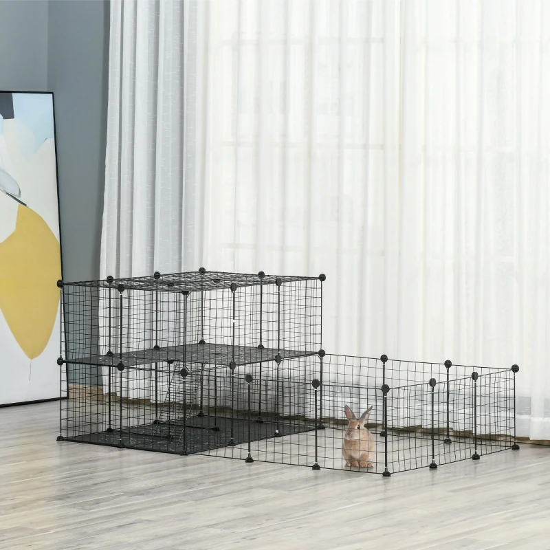 Pawhut tarc Modular Iepuri – 175×105×70 cm, Metal cu Accesorii