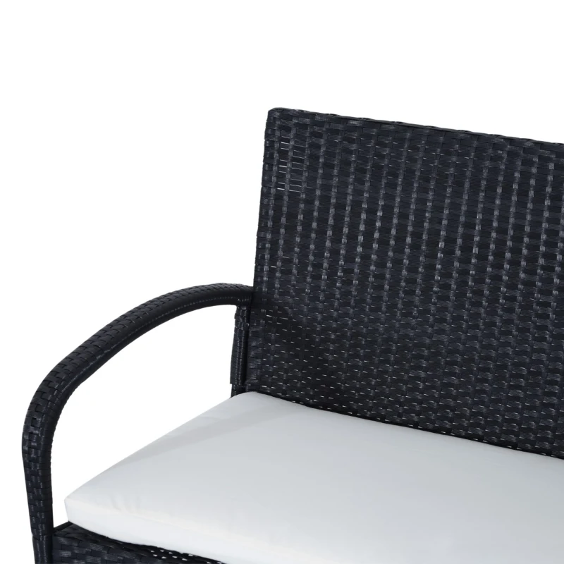 Outsunny Set de mobilier de grădină Outsunny din Rattan PE cu canapea, 2 fotolii cu perne și măsuță de cafea, negru