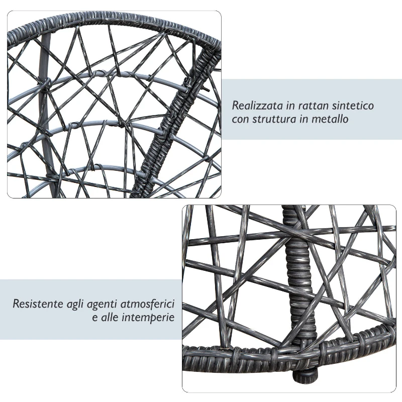 Outsunny Fotoliu Papasan Rotativ cu Confort Mare și Pernă Inclusă, Ideal pentru Grădină, Terasă sau Balcon