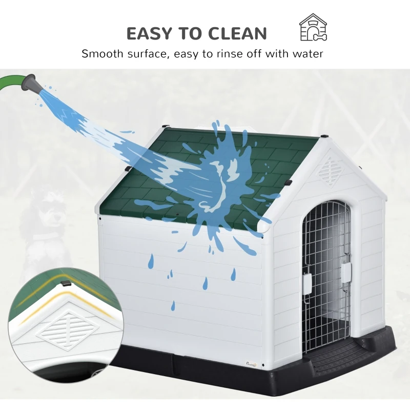 PawHut Cuşca pentru Caini de Talie Medie Exterior si Interior din Plastic Poarta Detasabila