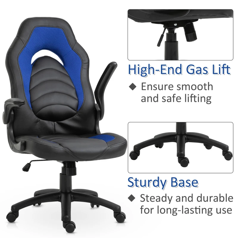 Vinsetto Fotoliu de Gaming din Piele ecologica Functie de Balansare Ajustabila Cotiera Rabatabila