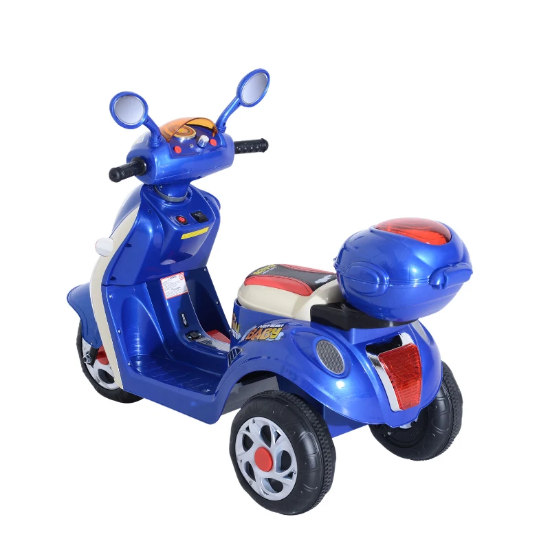 HomCom Mini Moto Motoreta Electrica 6V pentru Copii Viteza 3KM/h cu Lumini Muzica, Albastru